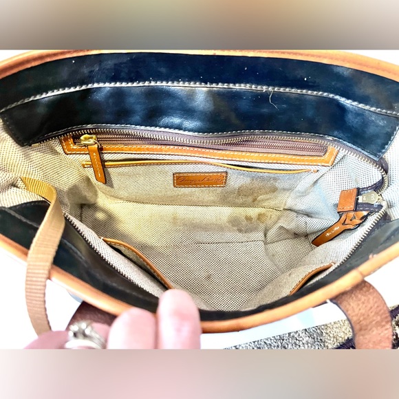 Dooney & Bourke Black and Brown Leather Zippered Shoulder Tote - Picture 6 of 6